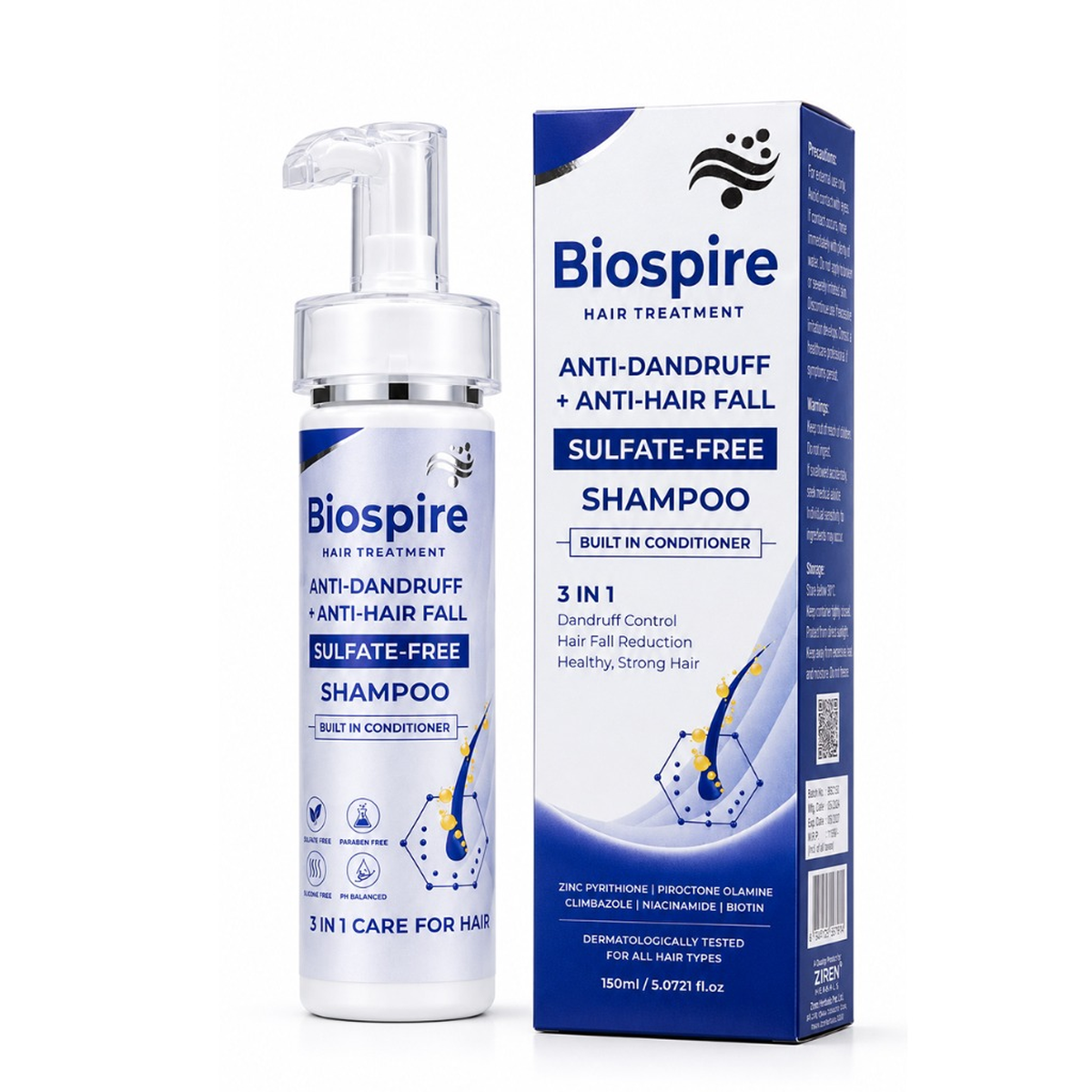 Biospire Anti-Dandruff & Anti-Hair Fall Sulfate-Free Shampoo